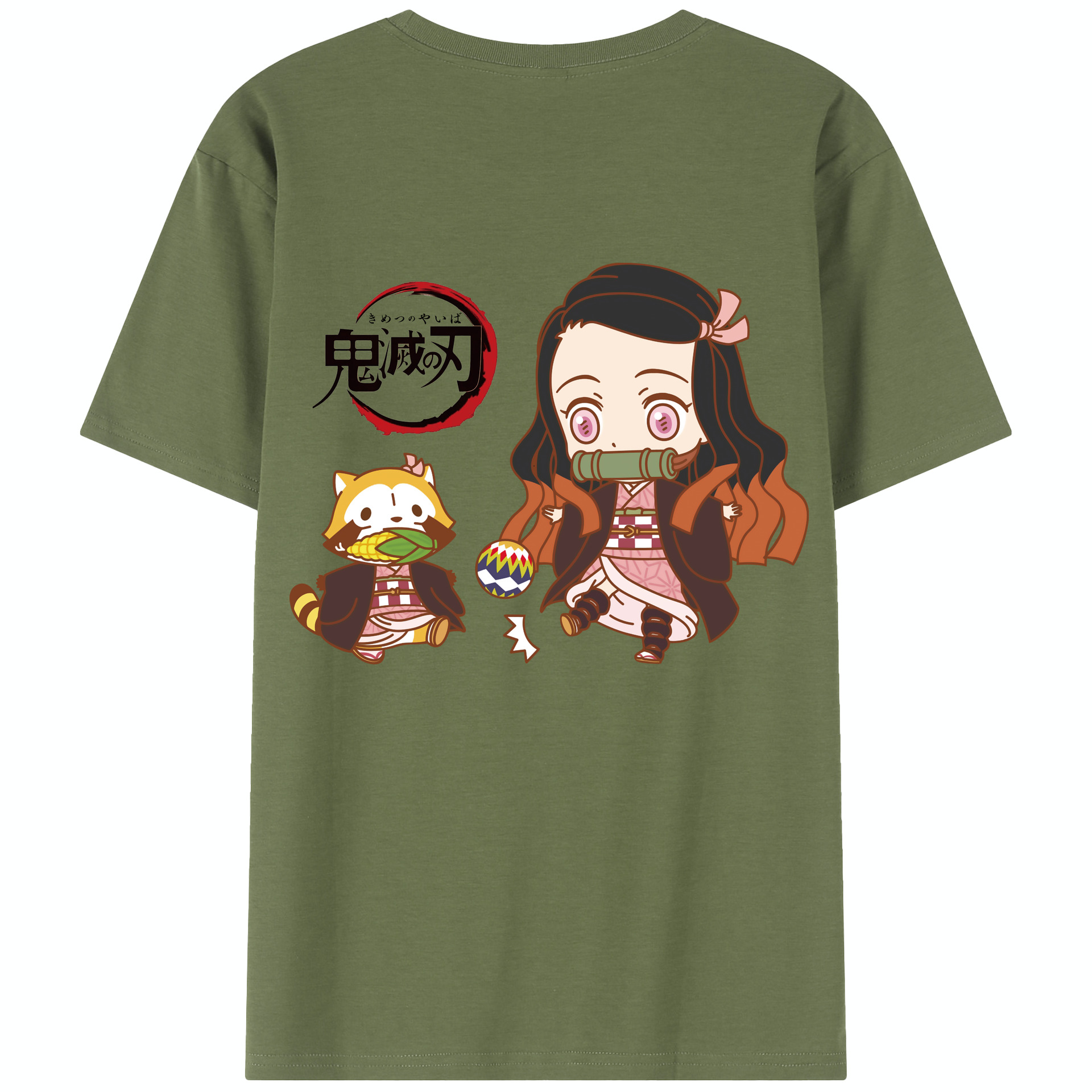 （画像用） 鬼滅の刃（きめつのやいば）竈門 禰󠄀豆子／かまど ねずこ Kamado Nezuko 綿100％半袖Tシャツ（背面プリント）